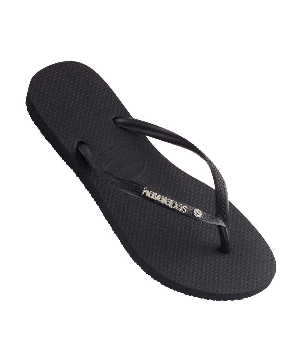 Havaianas Women's Slim Metal Logo Crystal Thongs - Image 4