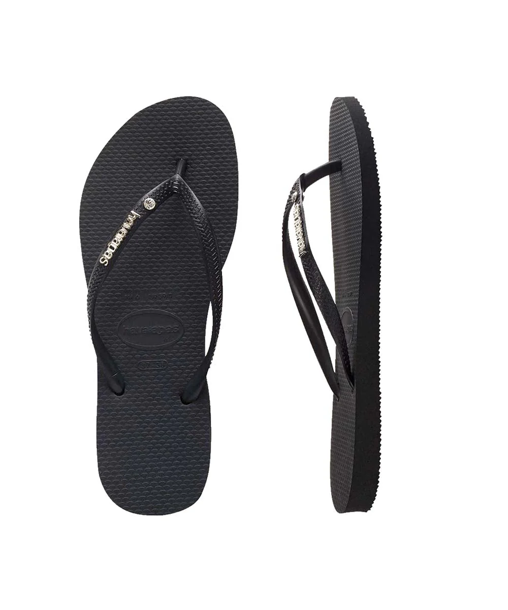 Havaianas Women's Slim Metal Logo Crystal Thongs - Image 6