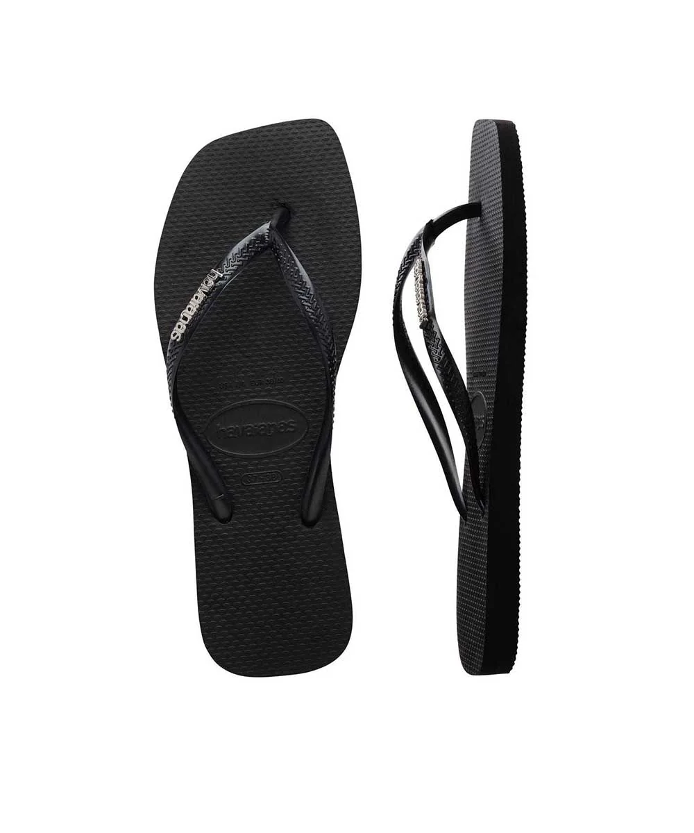 Havaianas Women's Slim Square Metalic Logo Thongs