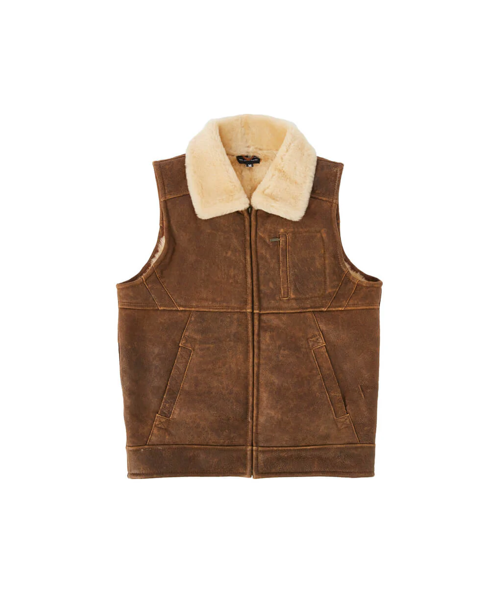 Men's Nappa Bomber Sheepskin Vest - Image 3